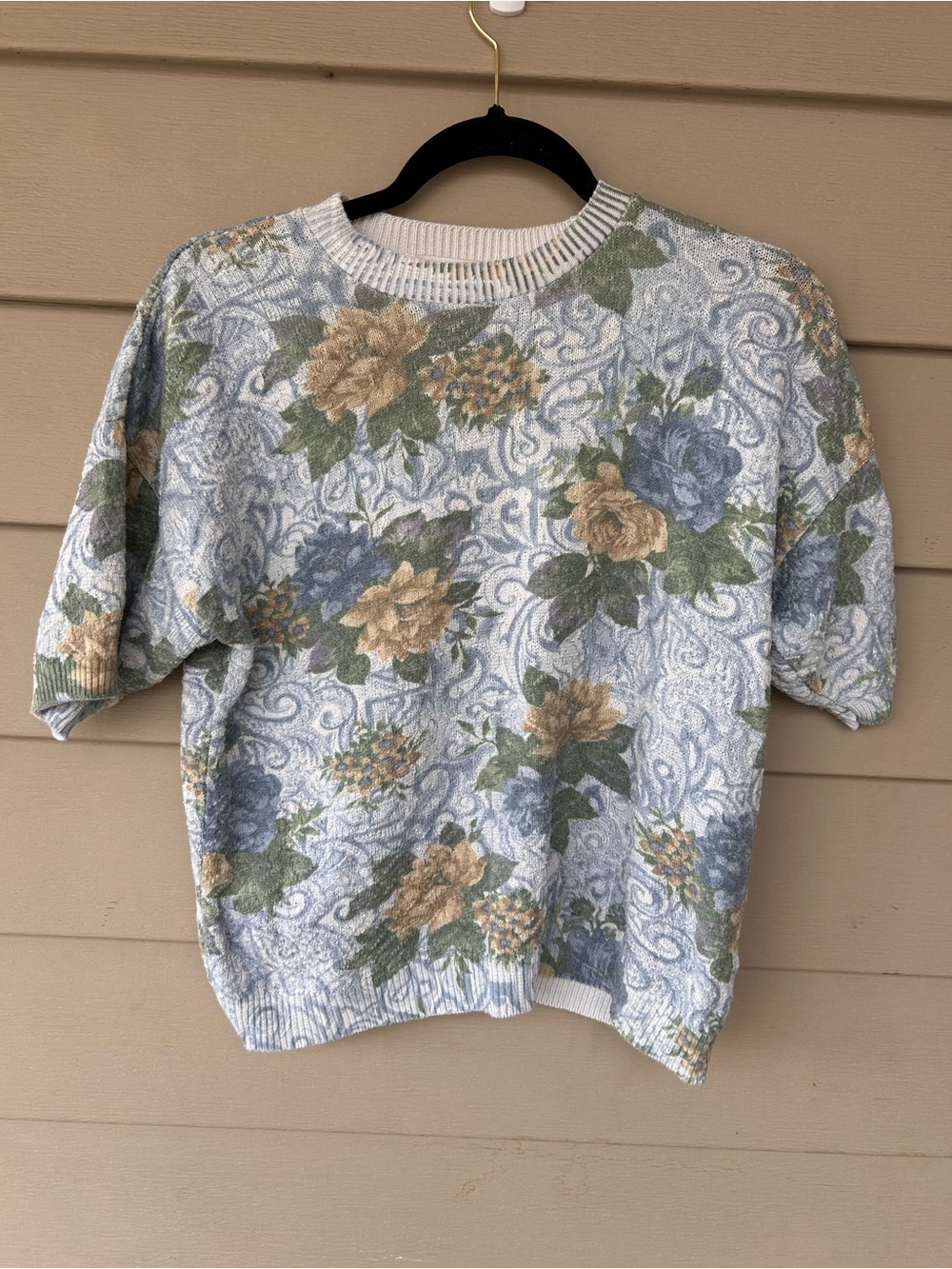 Vintage 90s United States Sweaters Floral Tapestry Knit Top